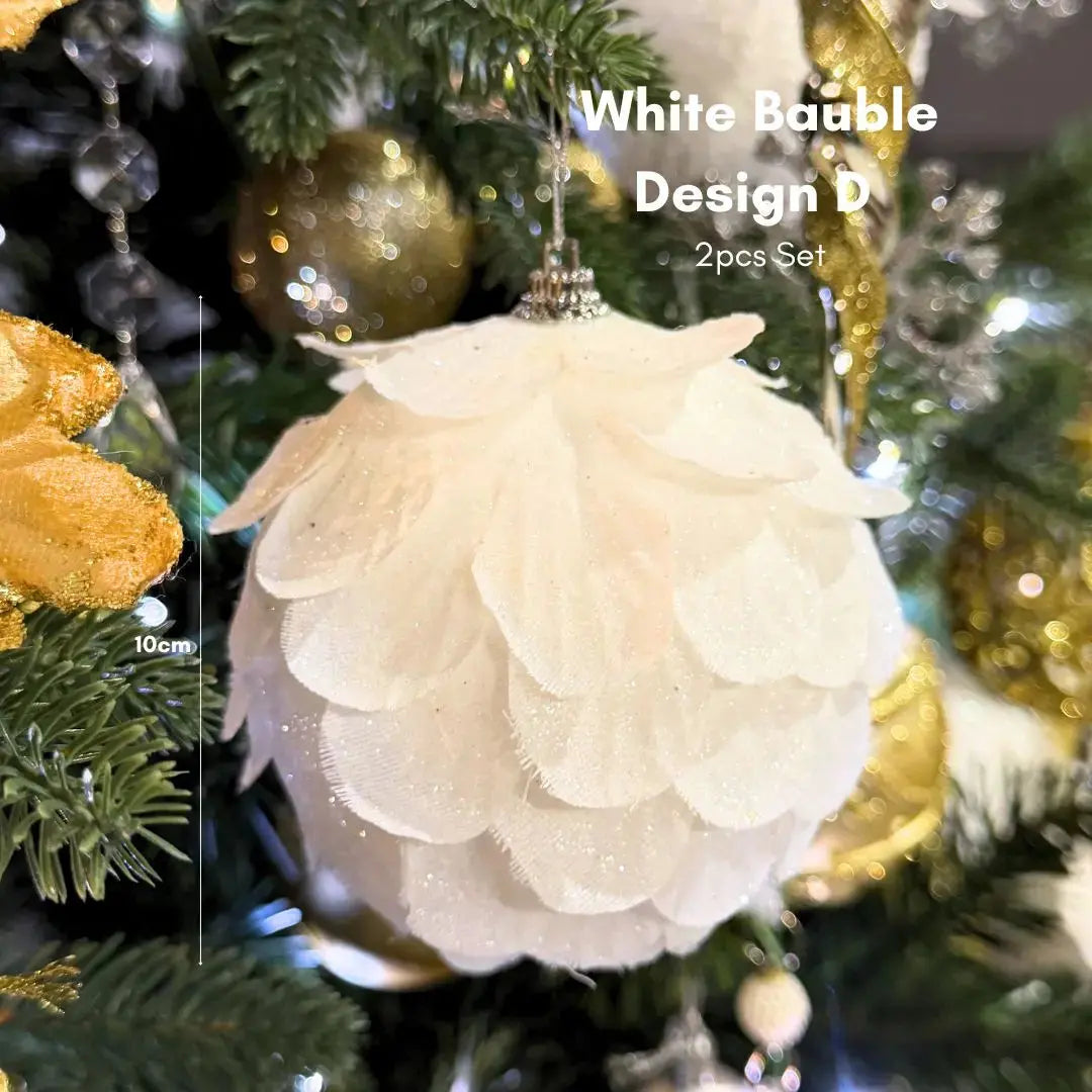 White Textured Baubles D Speckled Space
