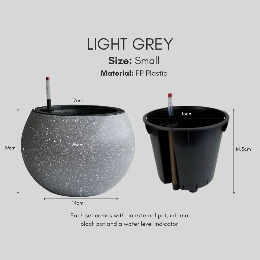 Domi Premium Plastic Self Watering Flower Pot Speckled Space