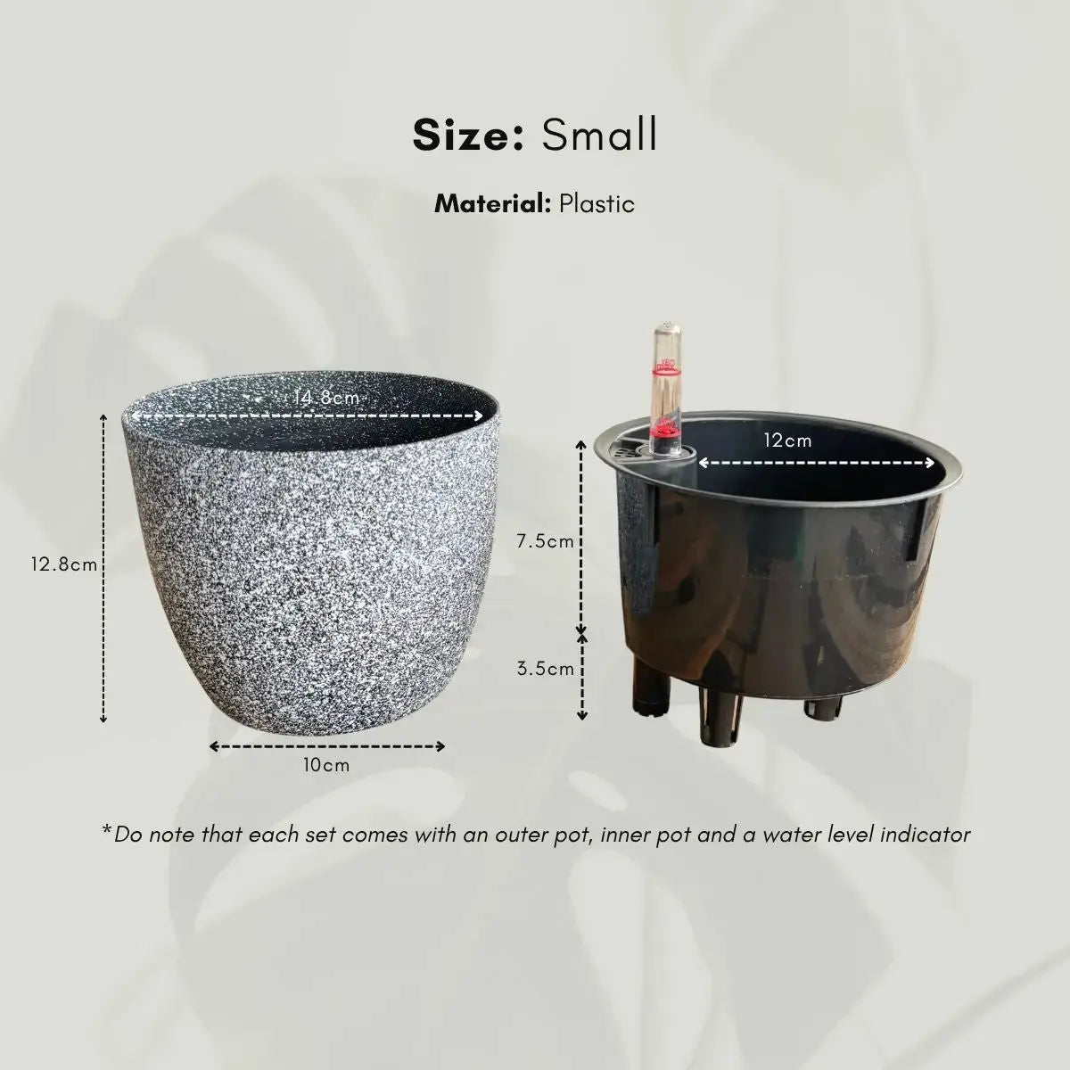 Bjorn Plastic Self Watering Flower Pot Speckled Space
