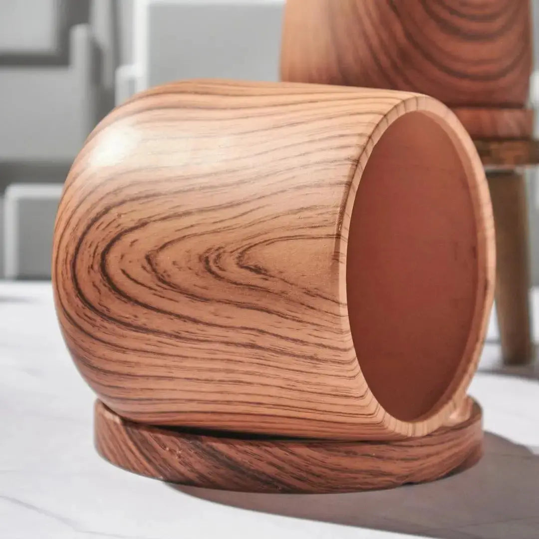 Woshly Wood Print Ceramic Flower Pot-Speckled Space