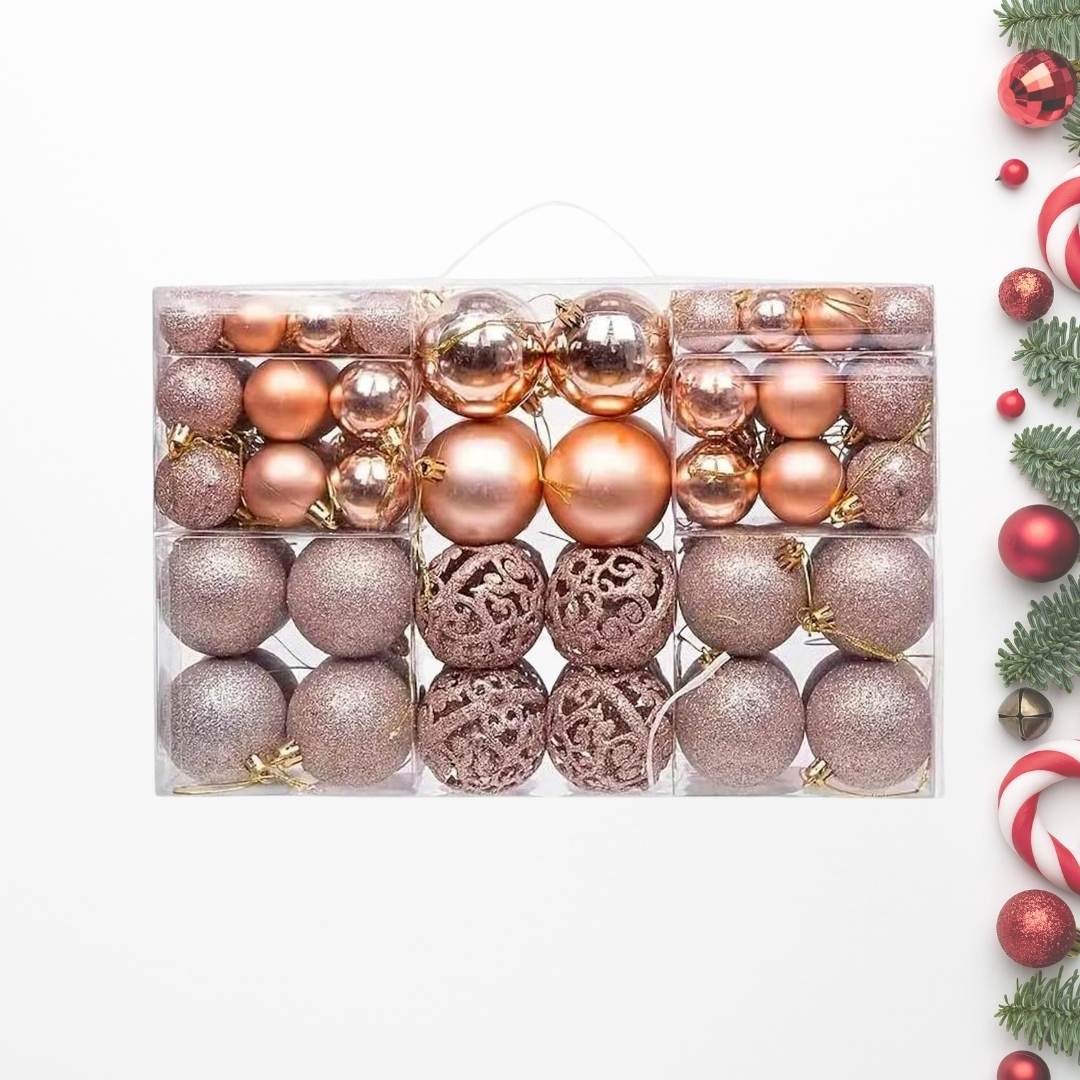 100pcs Set Rose Gold Christmas Hanging Baubles Ornament (D51)