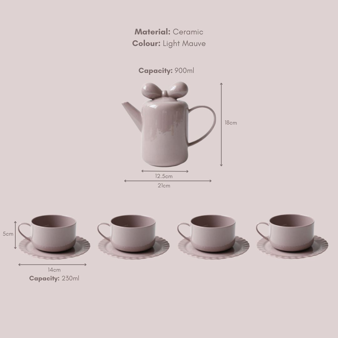 Ricabella Ceramic Light Mauve Teapot Set