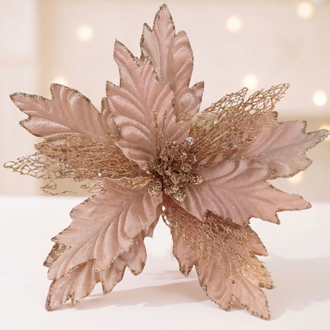 Rose Gold Artificial Poinsettia Flower
