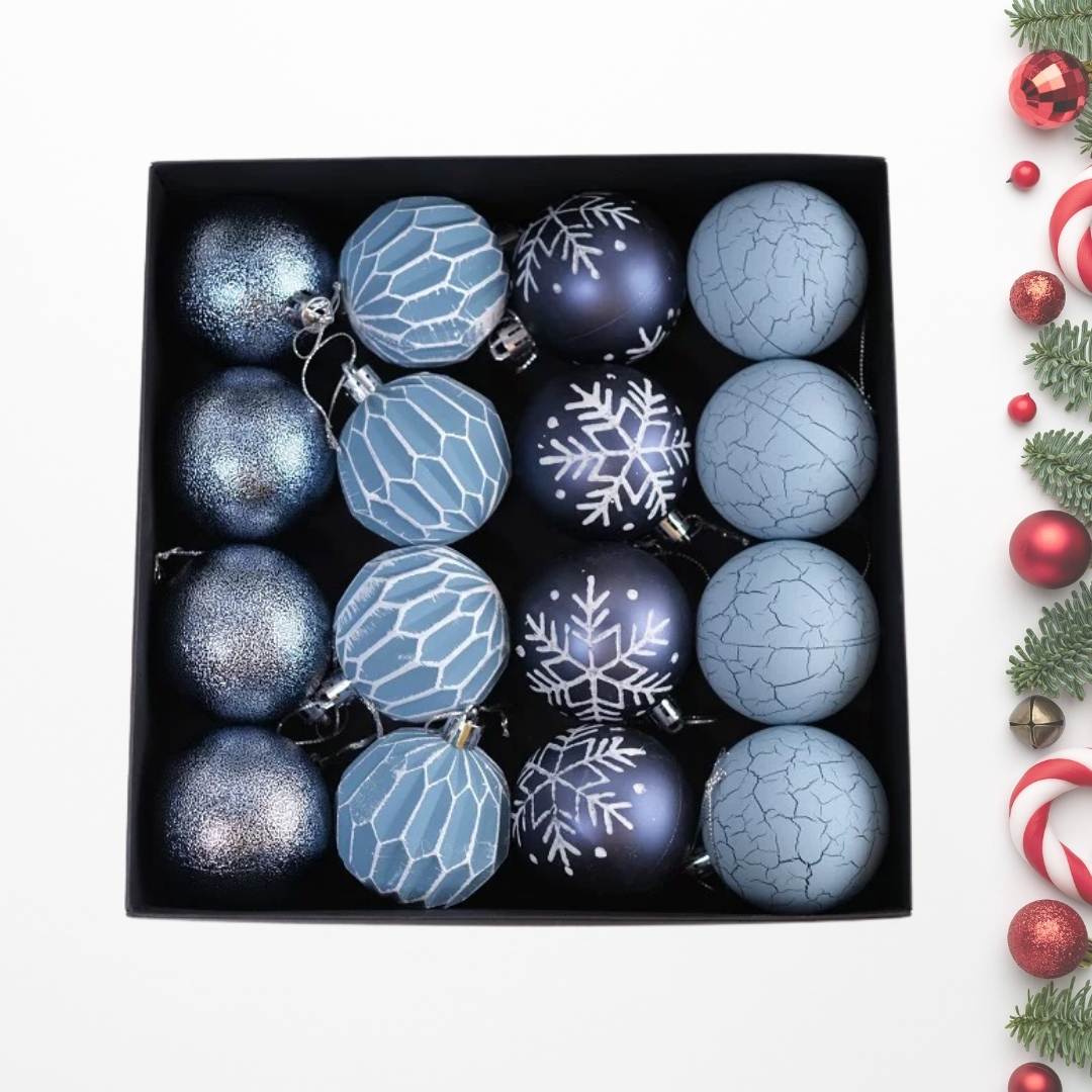 24pcs Set Blue Christmas Hanging Baubles Ornament (D63)
