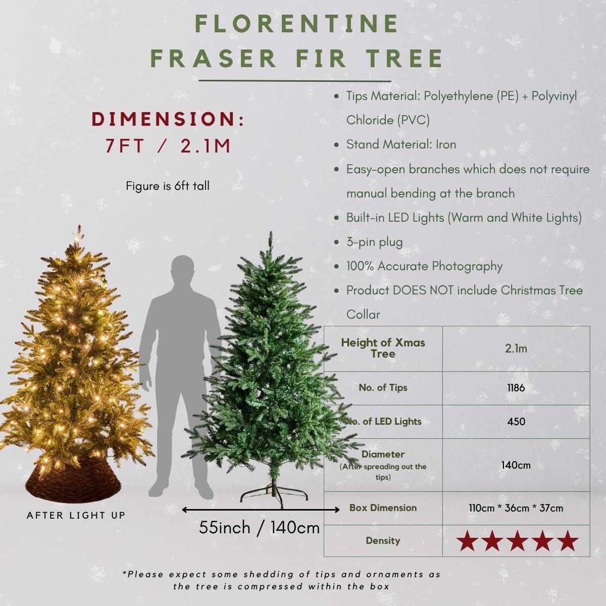 Florentine Fraser Fir Faux Built-in LED Lights Christmas Tree-Speckled Space