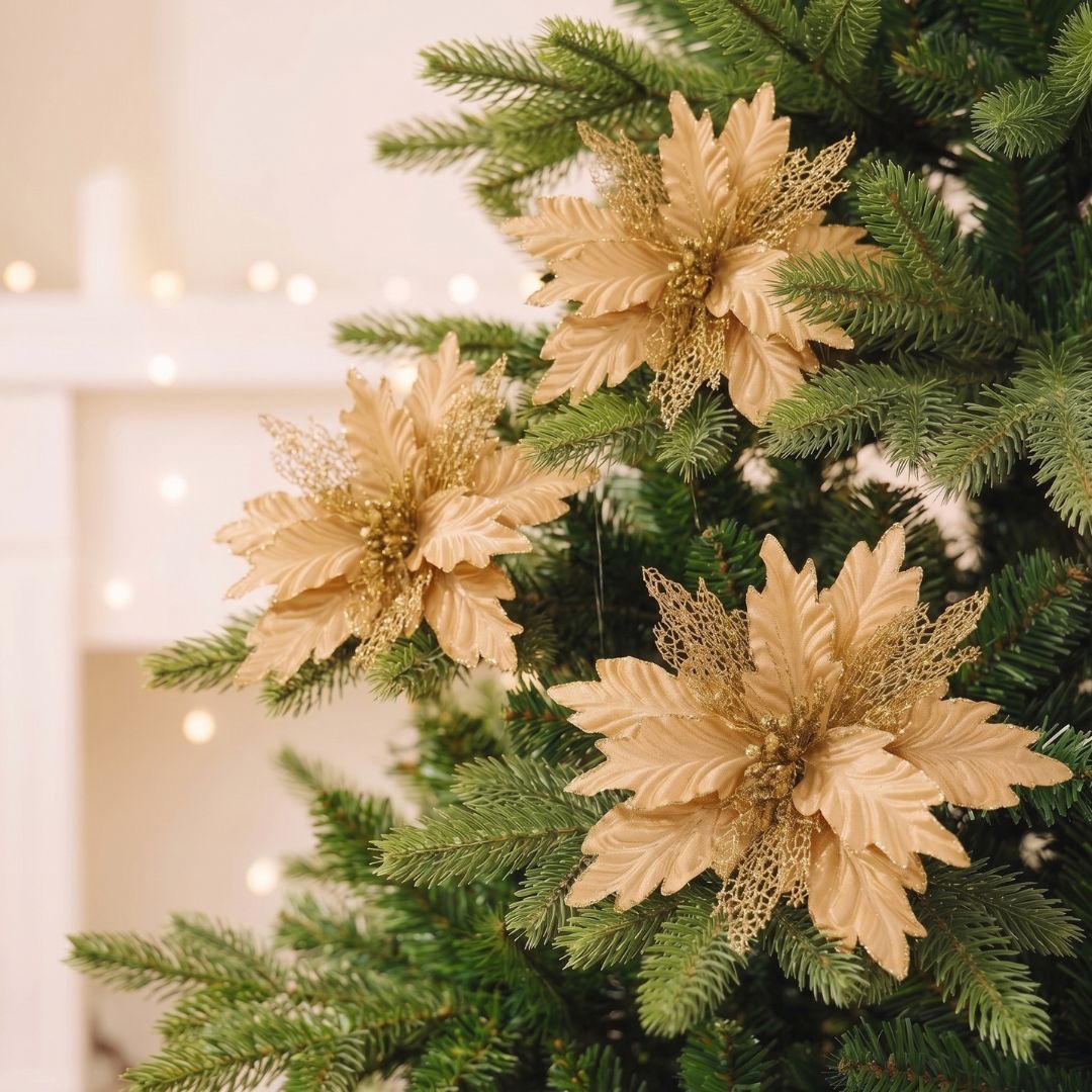 Gold Artificial Poinsettia Flower
