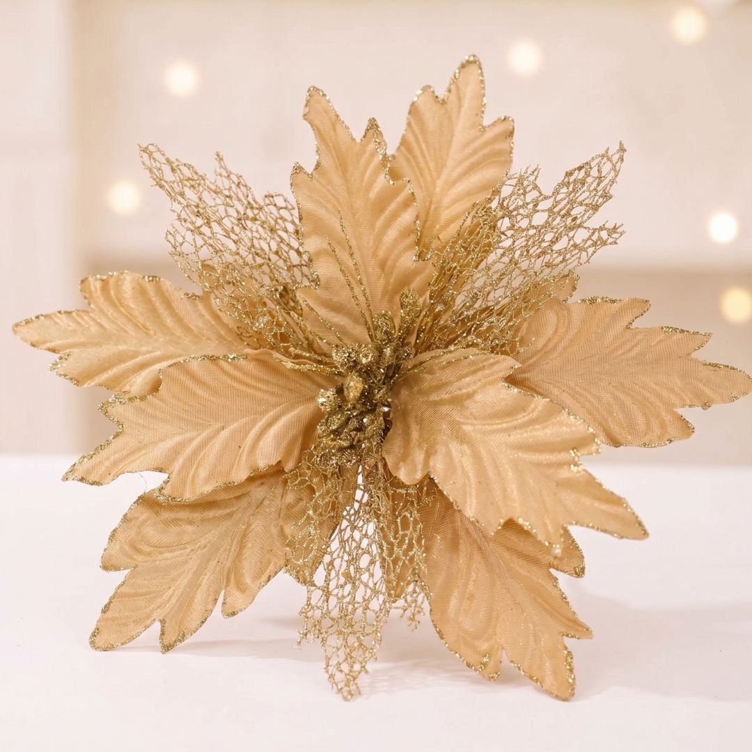 Gold Artificial Poinsettia Flower