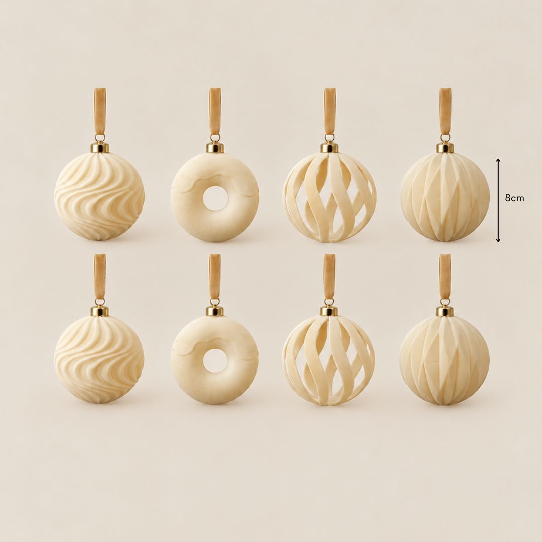 Ralph Velvet Christmas Baubles – 8cm (8pcs)