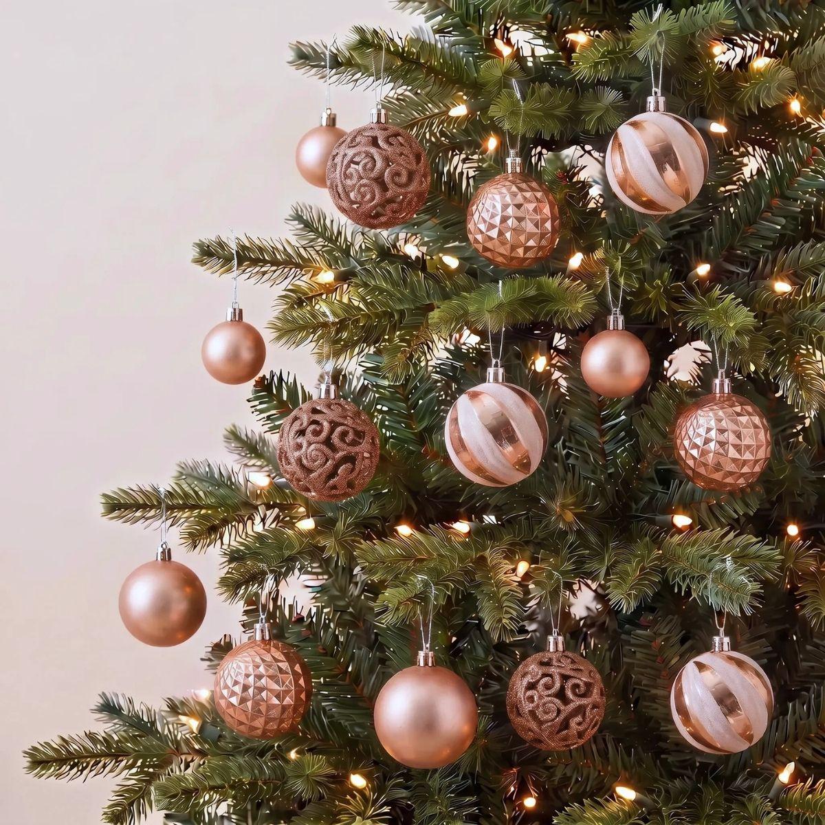 Rose Gold 16pcs 6cm Christmas Baubles for Christmas Tree in Singapore
