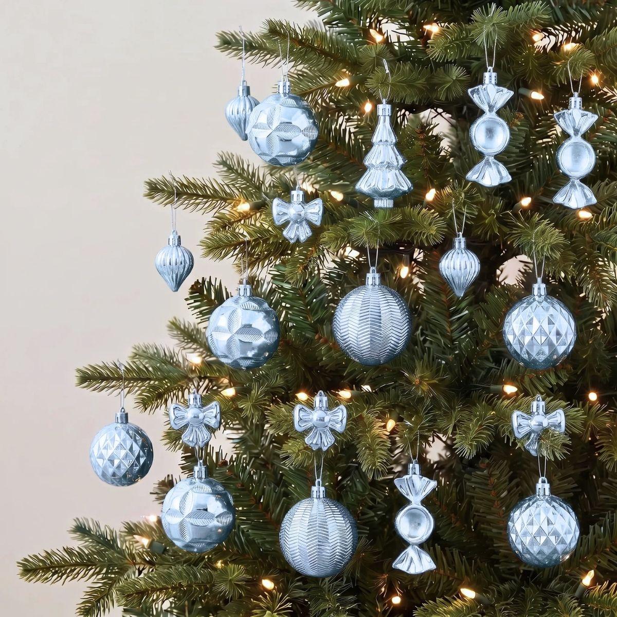 Light Blue 18pcs Christmas Baubles for Christmas Tree in Singapore