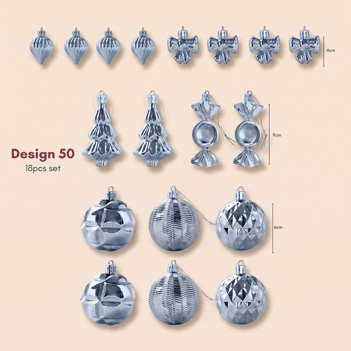 Light Blue 18pcs Christmas Baubles for Real & Artificial Christmas Tree in Singapore