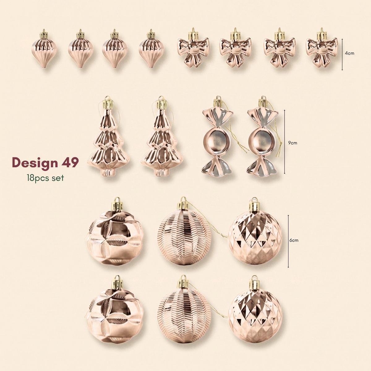 Rose Gold 18pcs Christmas Baubles for Real & Artificial Christmas Tree in Singapore