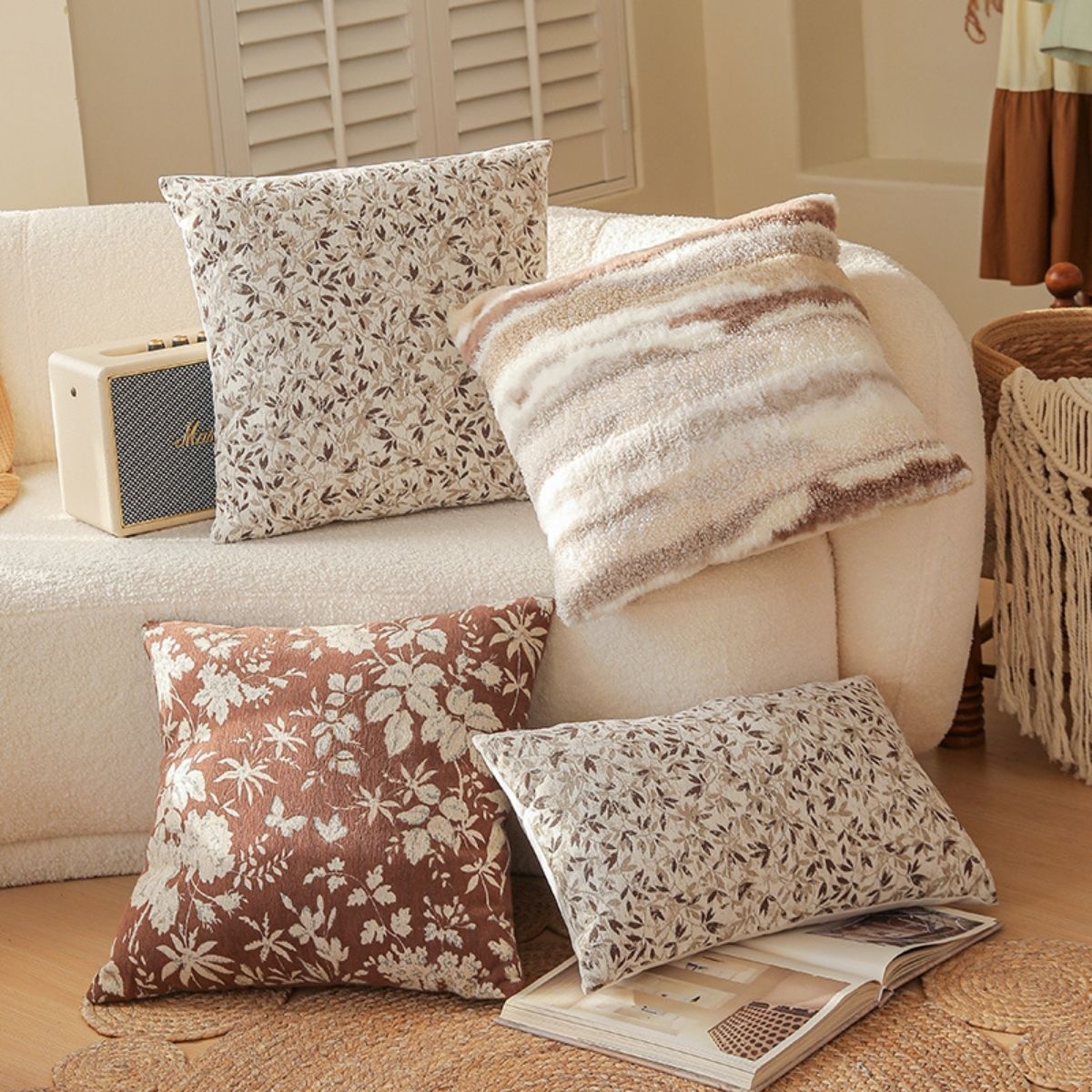 Sachi Brown Floral Cushion Cover A