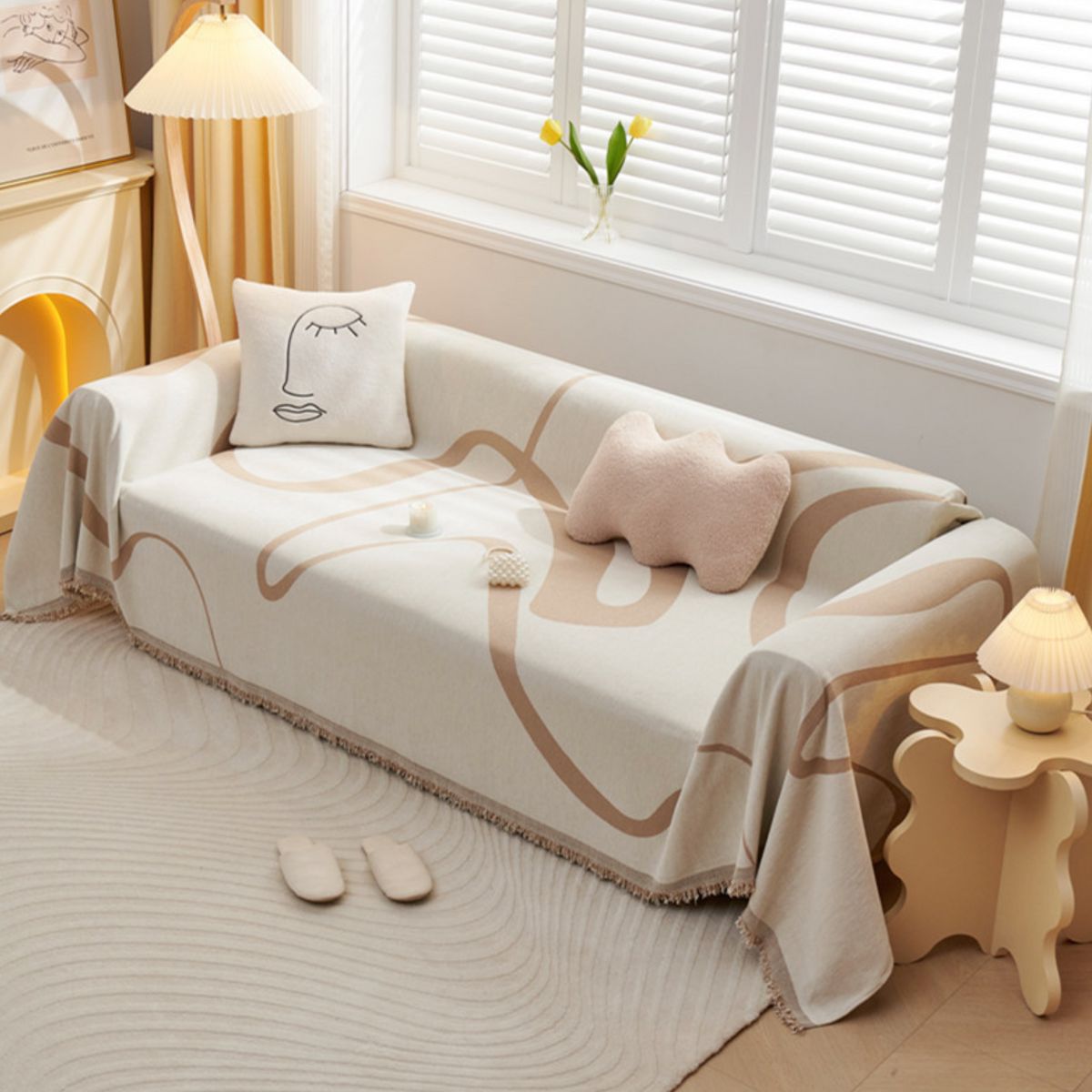 Therino Khaki Sofa Throw Cover