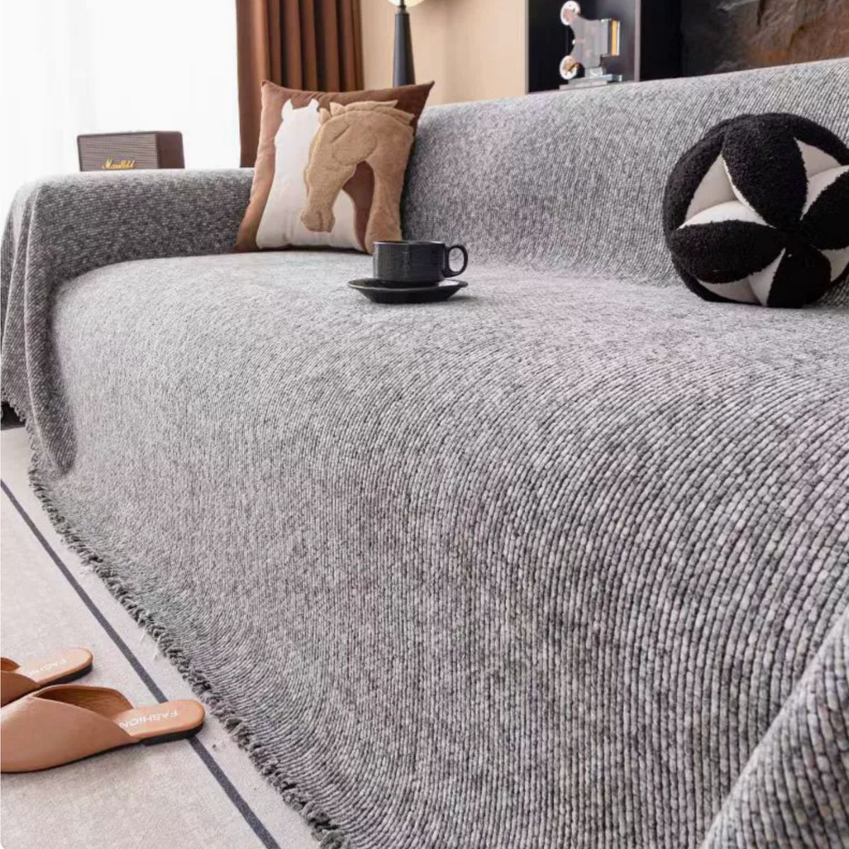 Luloon Dark Grey Sofa Throw Cover