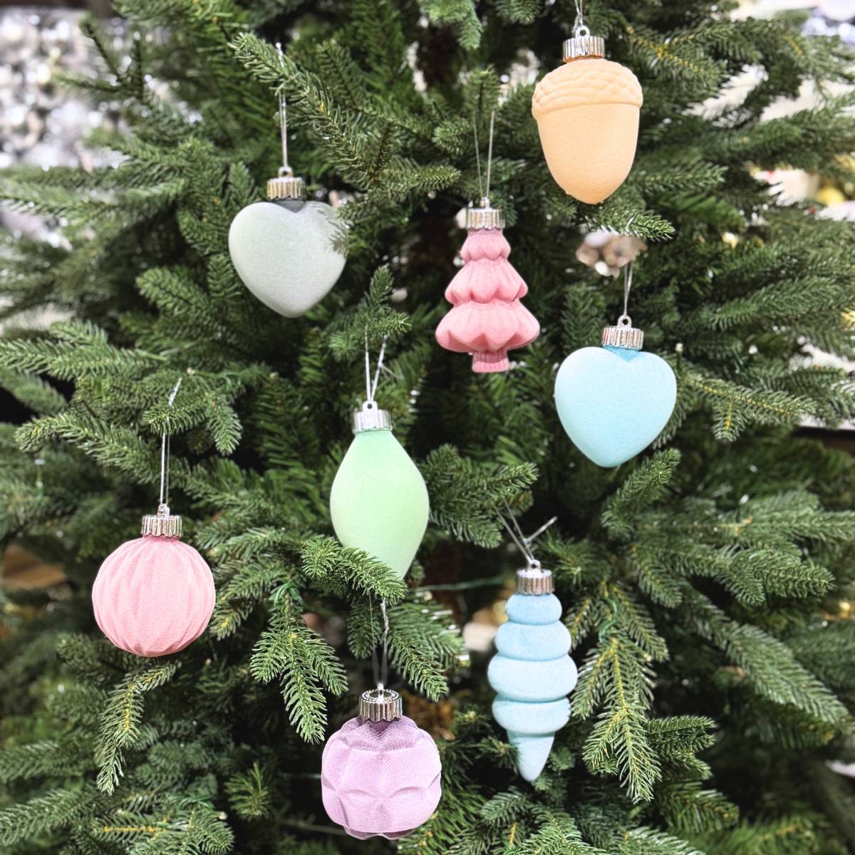 Christmas Velvet Non-Glitter Hanging Baubles