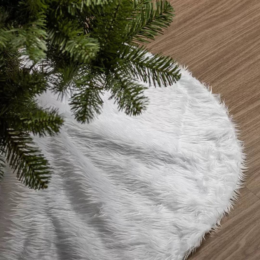 Furry White Christmas Tree Skirting