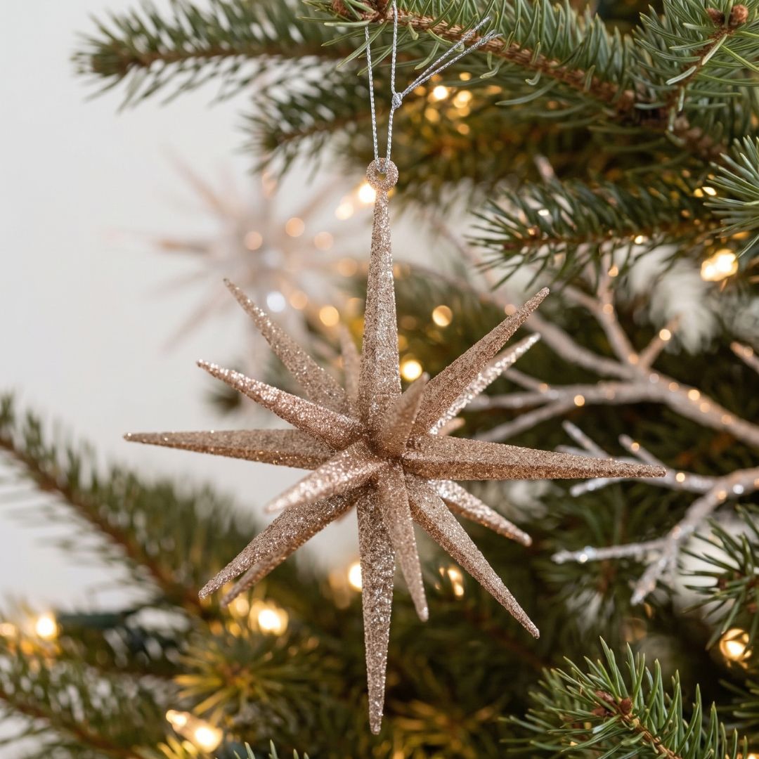 Champagne Gold Starburst Christmas Ornament