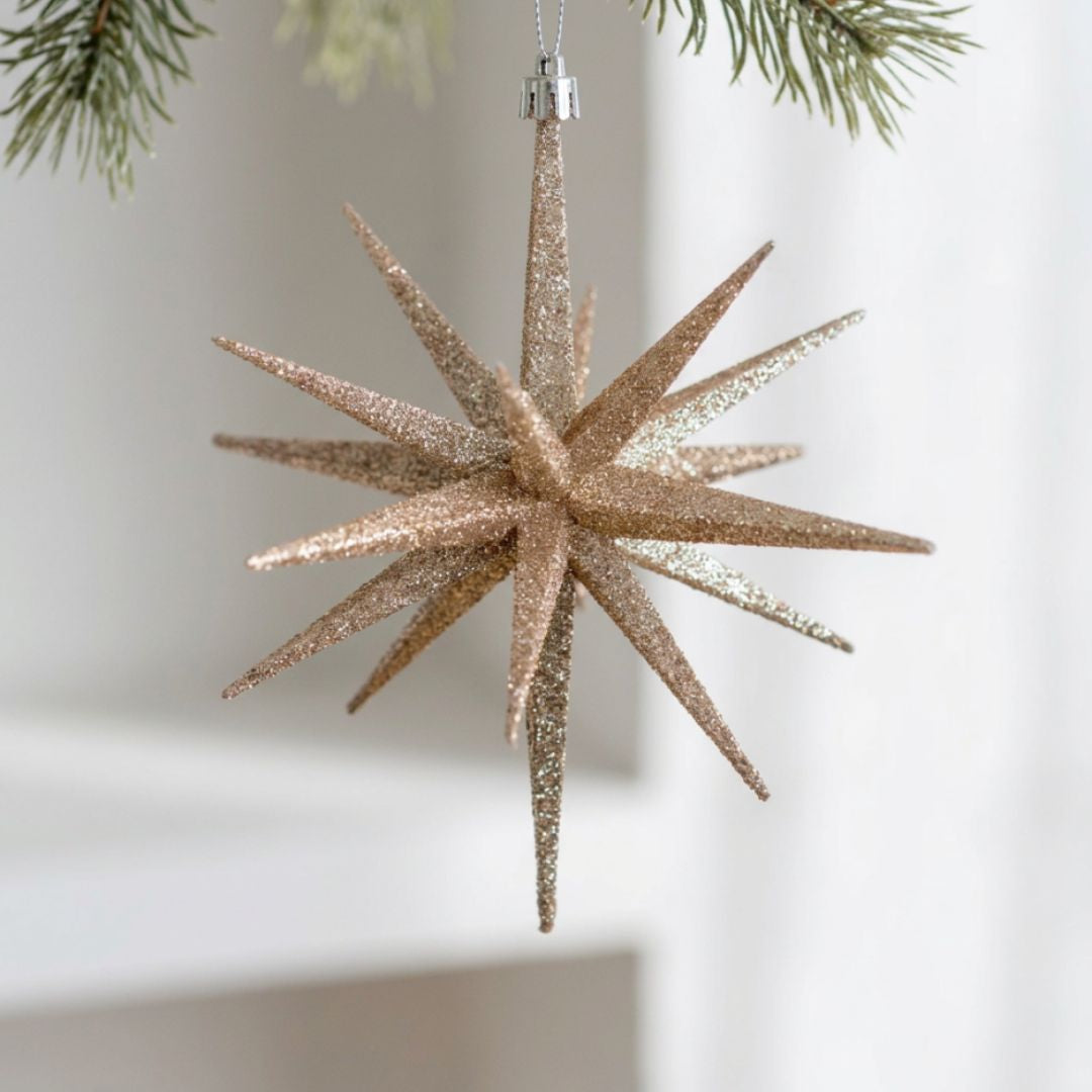 Champagne Gold Starburst Christmas Ornament