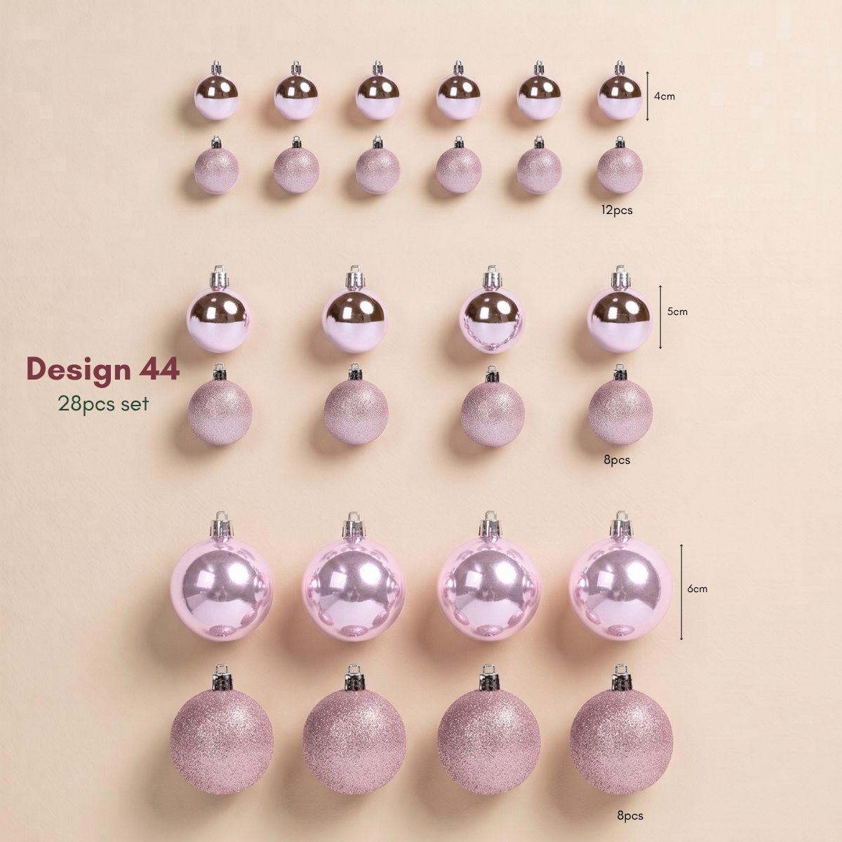 Pink Basic 28pcs Christmas Baubles for Real & Artificial Christmas Tree in Singapore