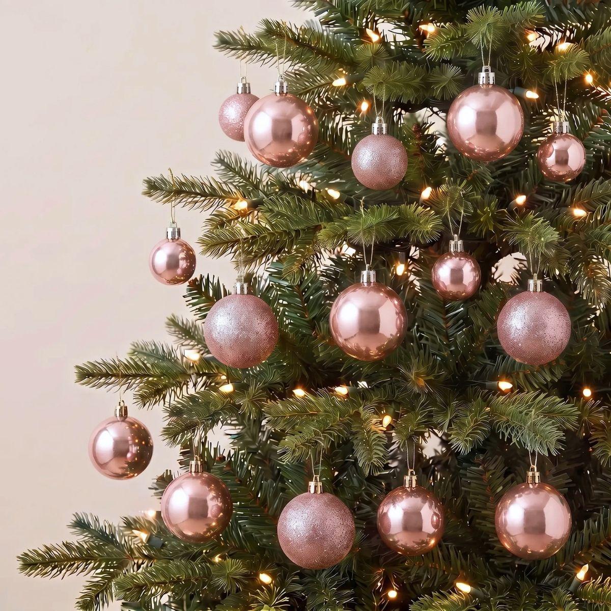 Rose Gold Basic 28pcs Christmas Baubles for Christmas Tree in Singapore