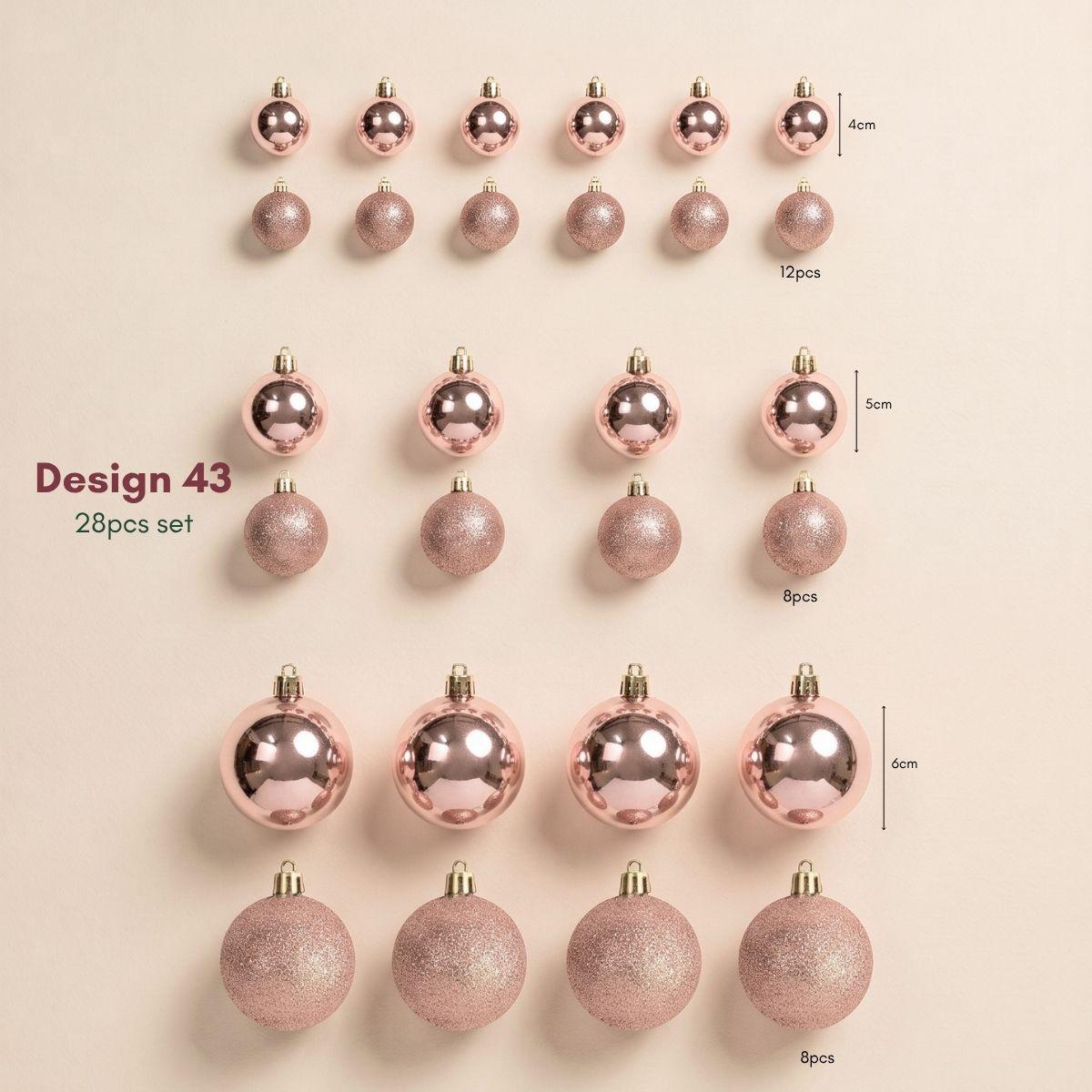 Rose Gold Basic 28pcs Christmas Baubles for Real & Artificial Christmas Tree in Singapore