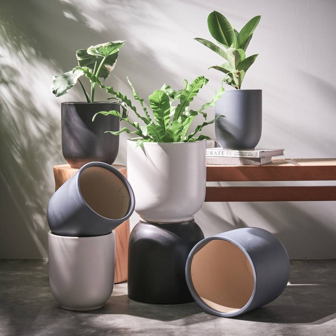 Modern Ceramic Plain Coloured Flower Pot