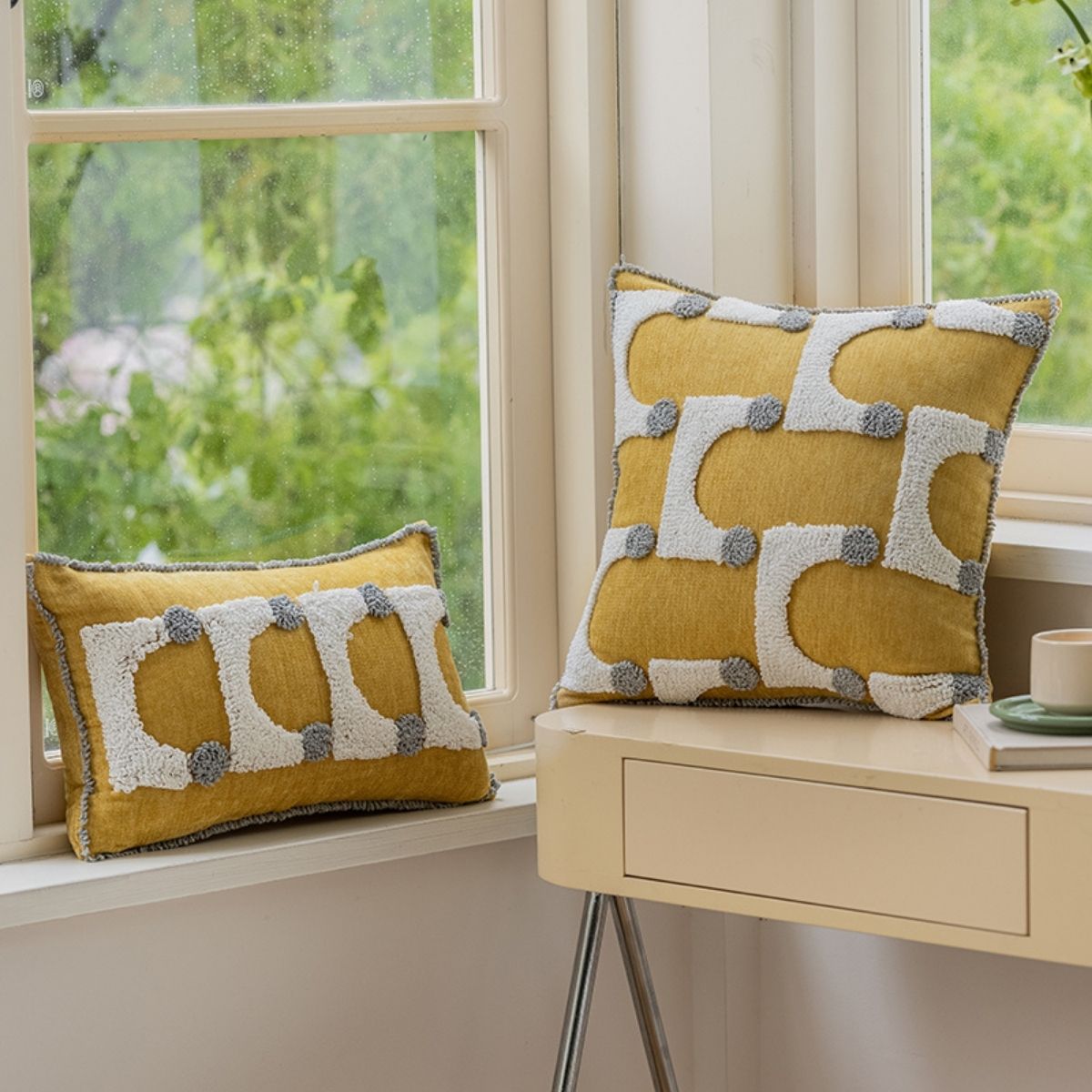 Germaine Yellow Tufted Cushion Cover D