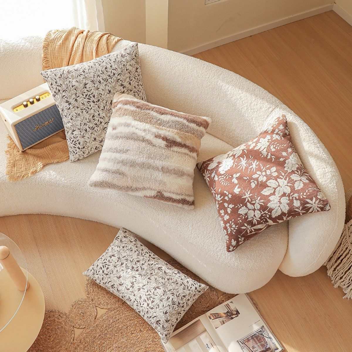 Sachi Brown Floral Cushion Cover A