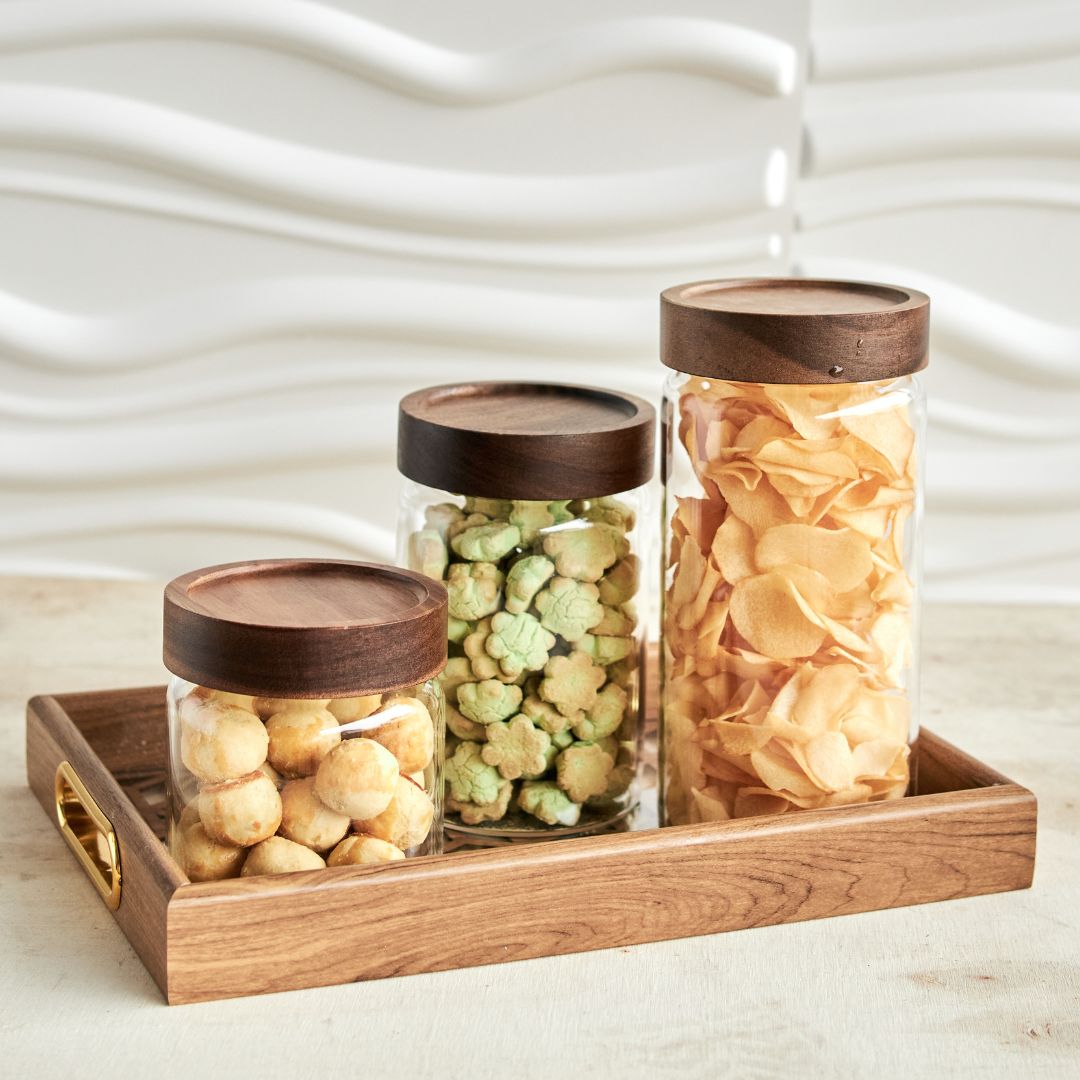 Tatler Acacia Wood Glass Canister