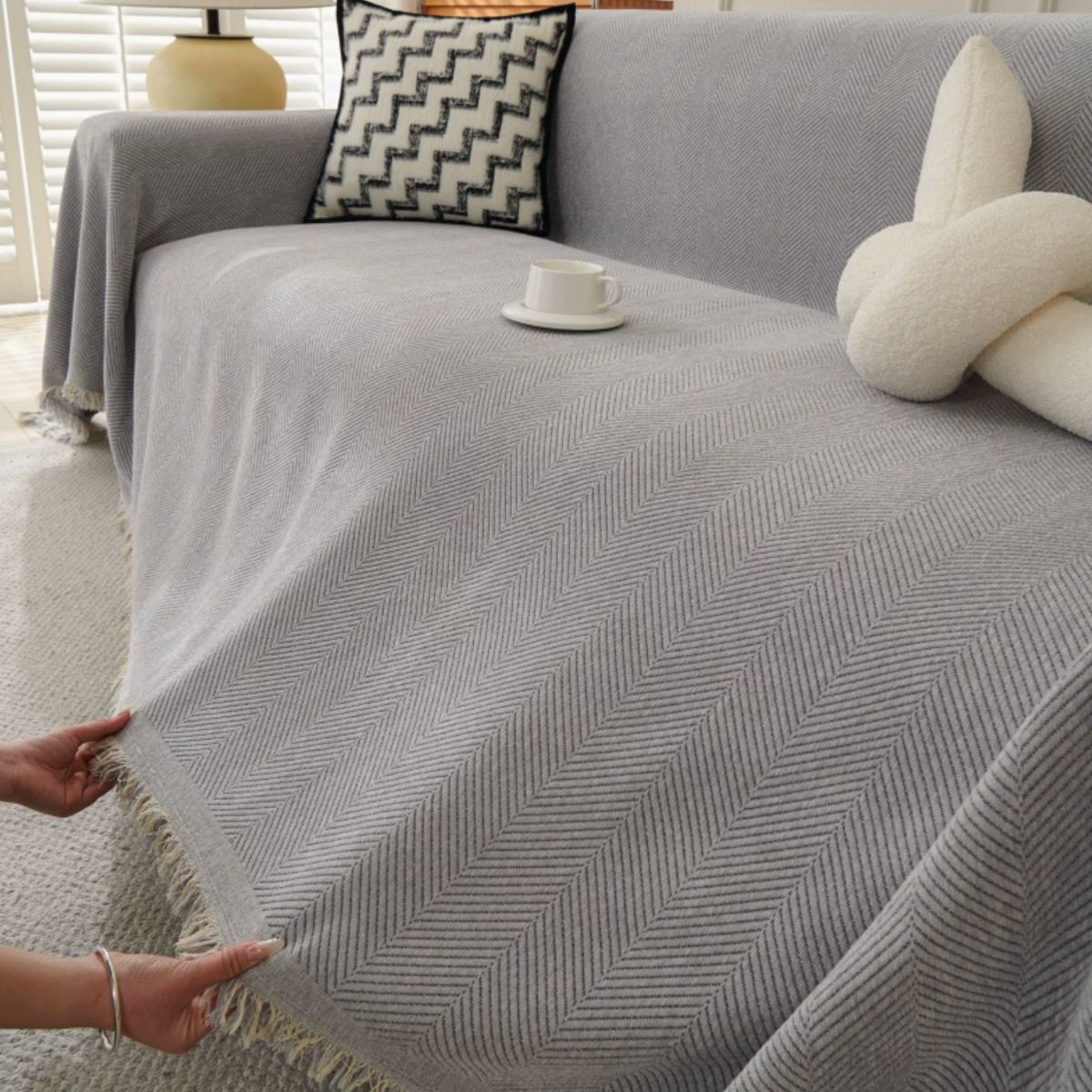 Rhinola Grey Sofa Throw Cover