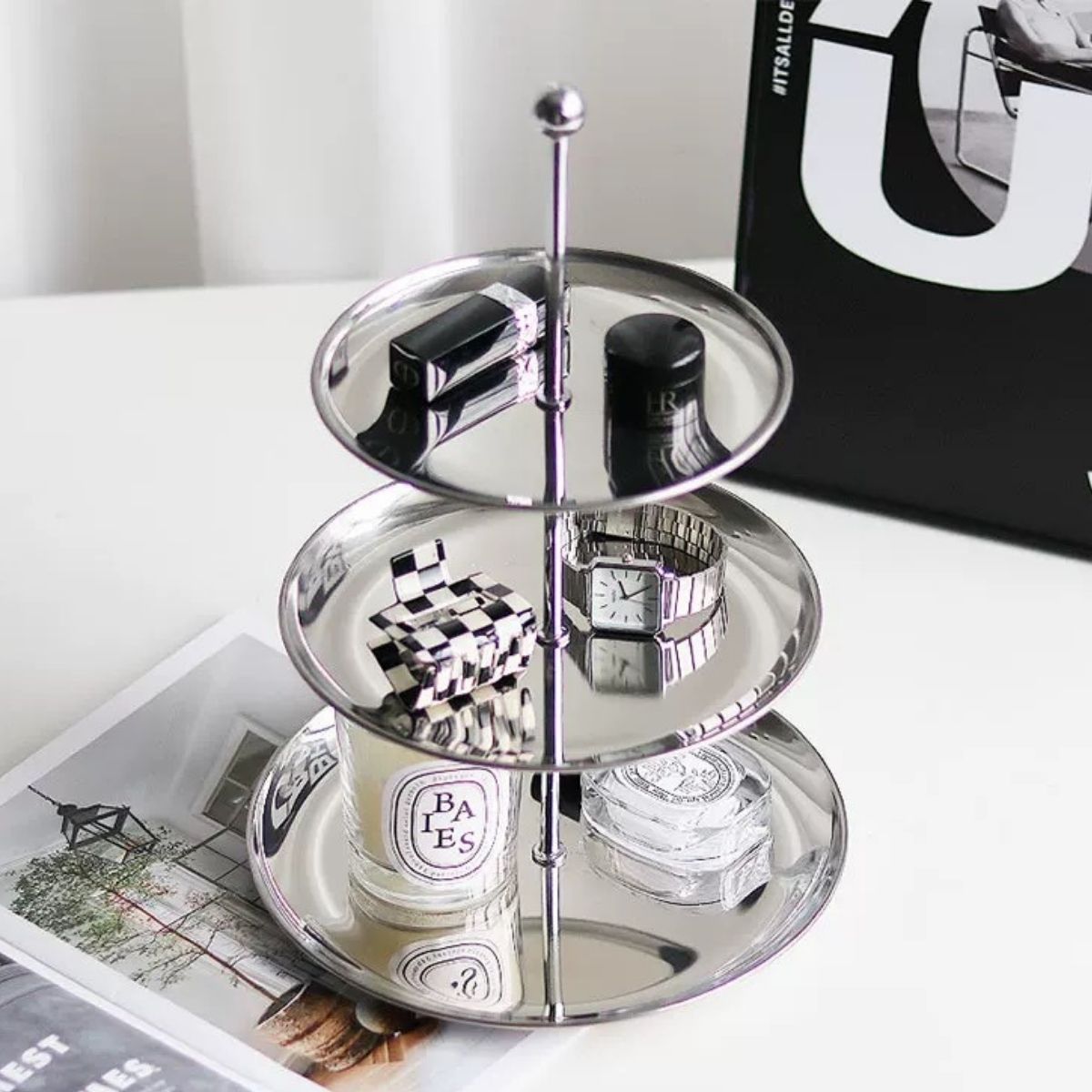 Selina Stainless Steel 3 Tier Dessert Tray Stand