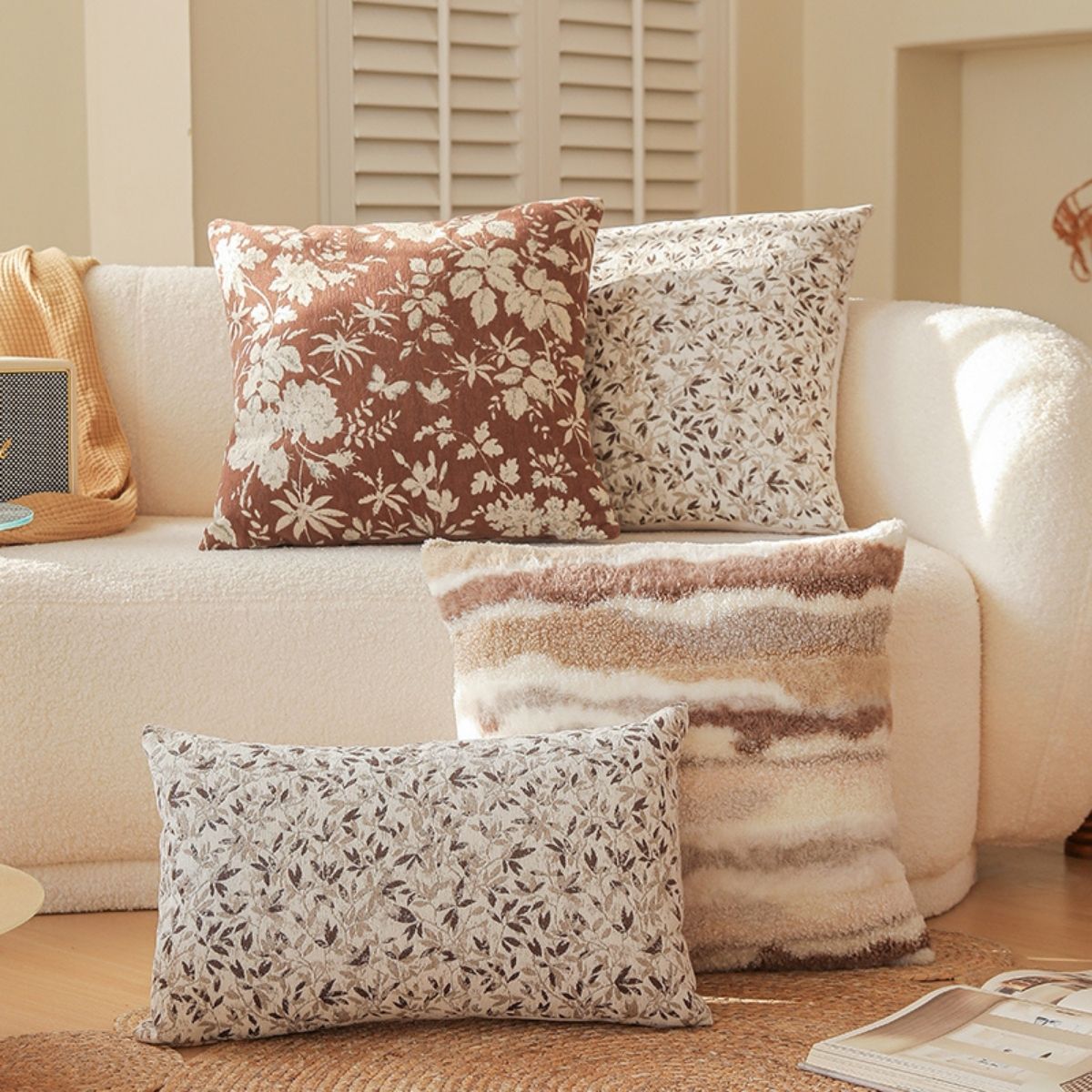 Sachi Brown Floral Cushion Cover A