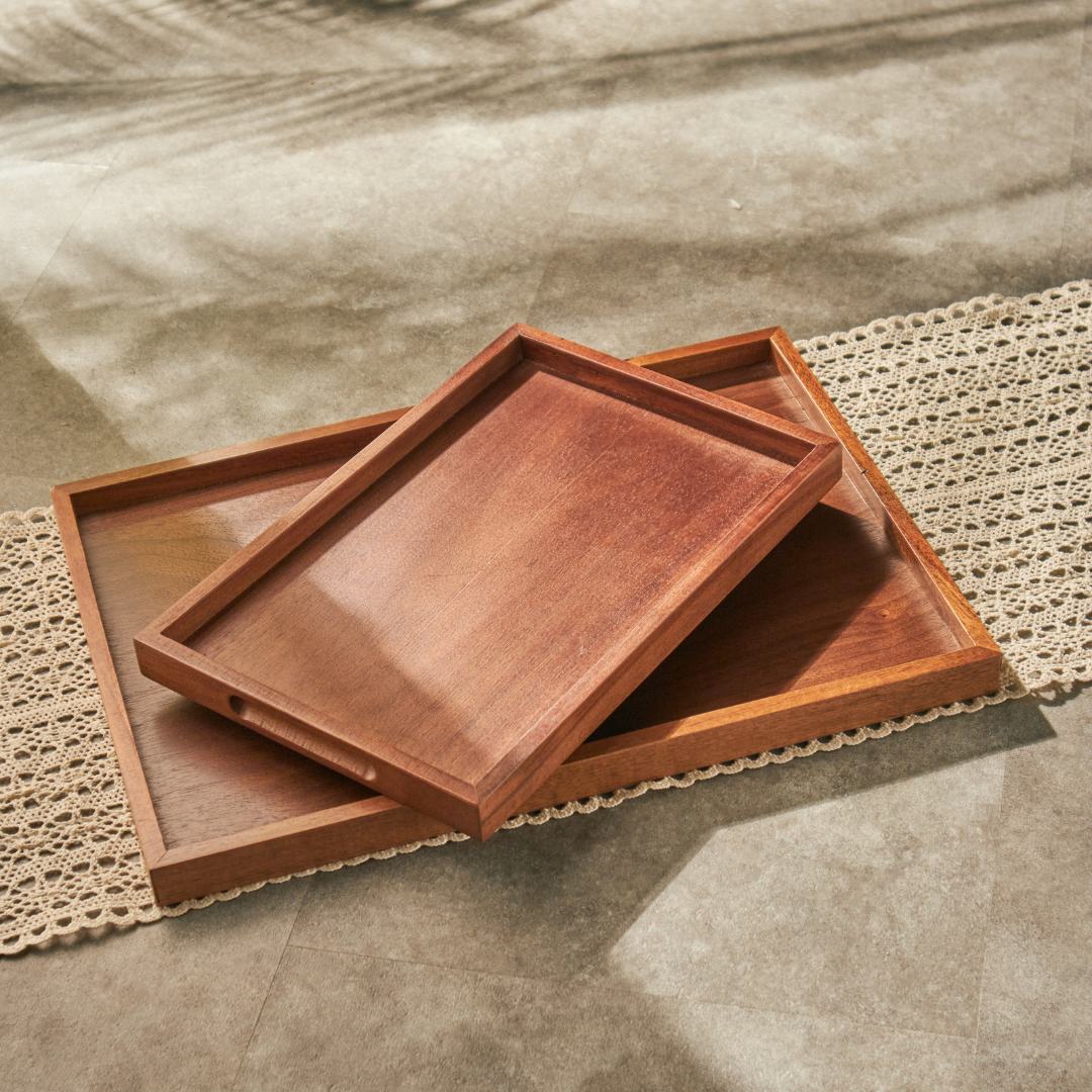 Stephanie Acacia Wood Decorative Serving Tray