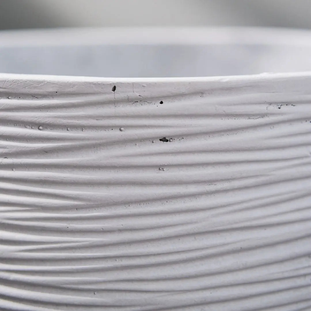 Pylota White Concrete Flower Pot - Design E    Speckled Space