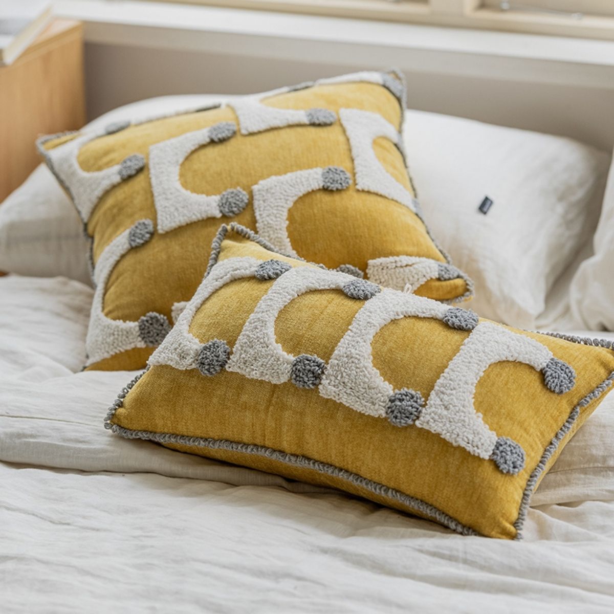 Germaine Yellow Tufted Cushion Cover D