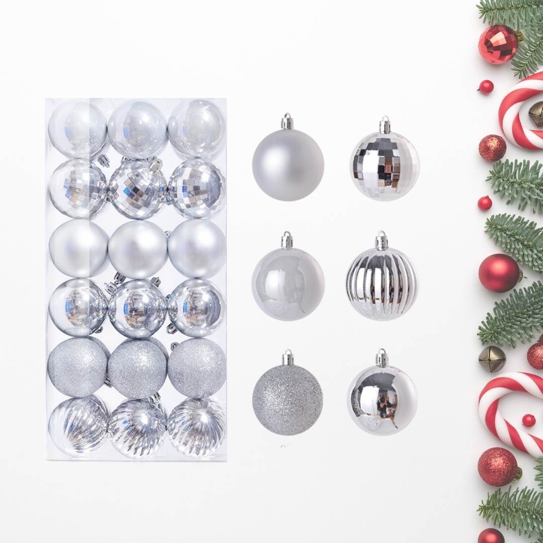 36pcs Set Silver Christmas Hanging Baubles Ornament (D19)