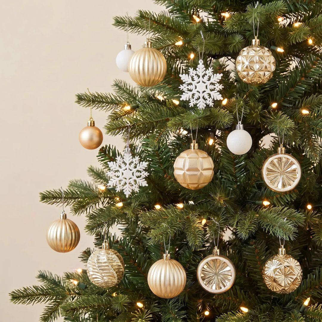 White Gold 40pcs Christmas Baubles Ornaments for Christmas Tree Singapore