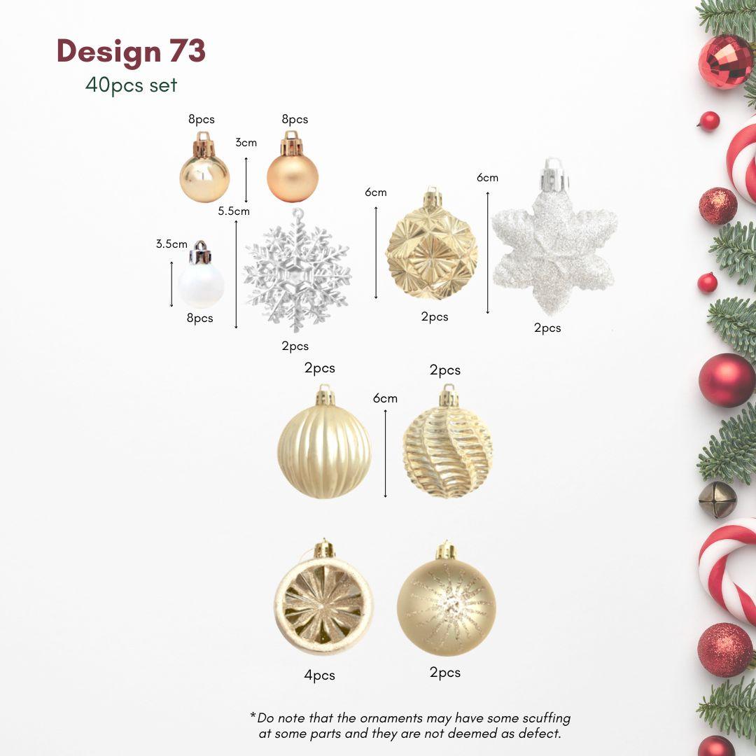 White Gold 40pcs Christmas Baubles Ornaments for Artificial Christmas Tree Singapore