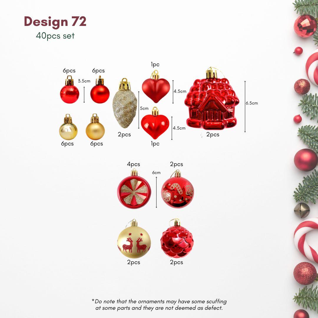 Red and Gold Christmas Ornaments Mixture set of 42pcs for Christmas Tree