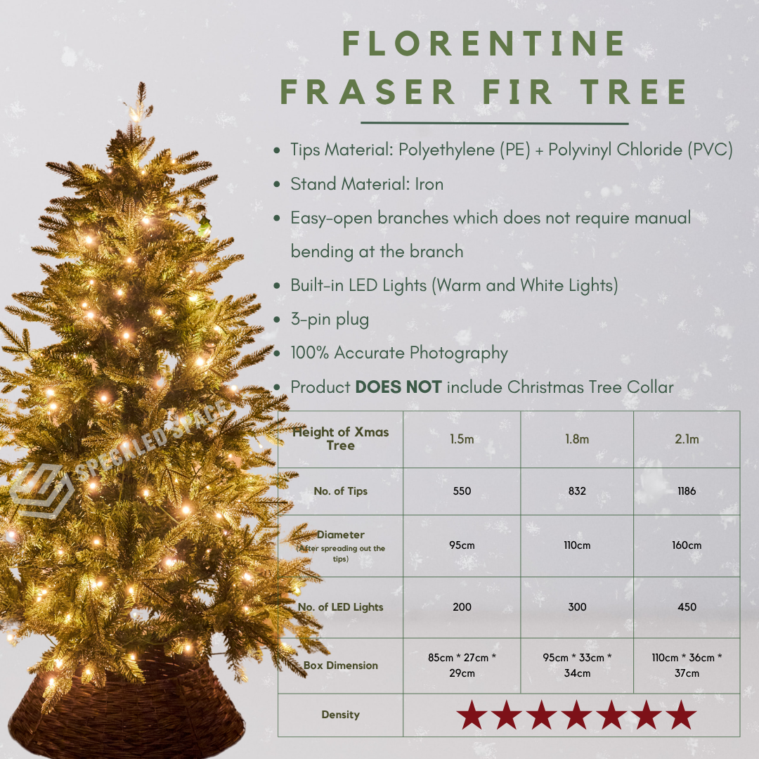 Florentine Fraser Fir Faux Built-in LED Lights Christmas Tree-Speckled Space