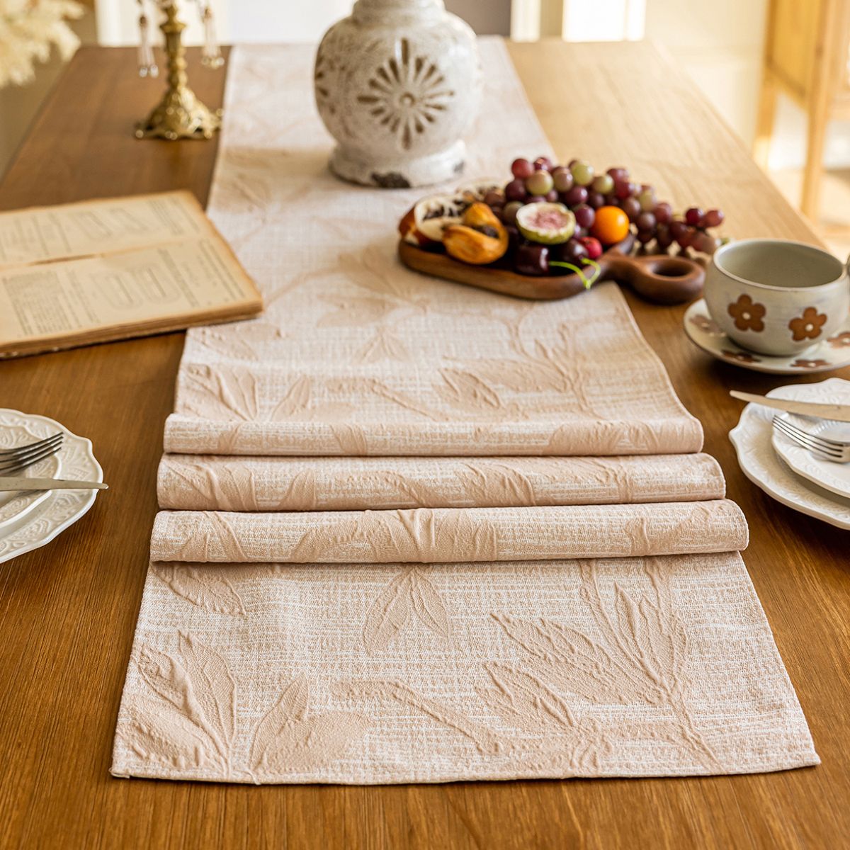 Taupe Beige Table Runner
