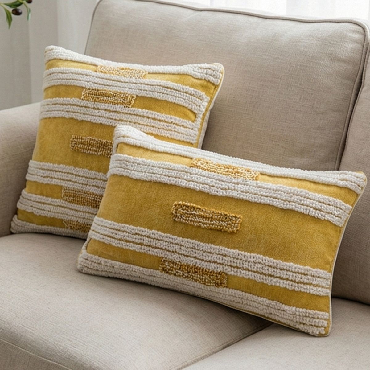Germaine Yellow Tufted Cushion Cover A
