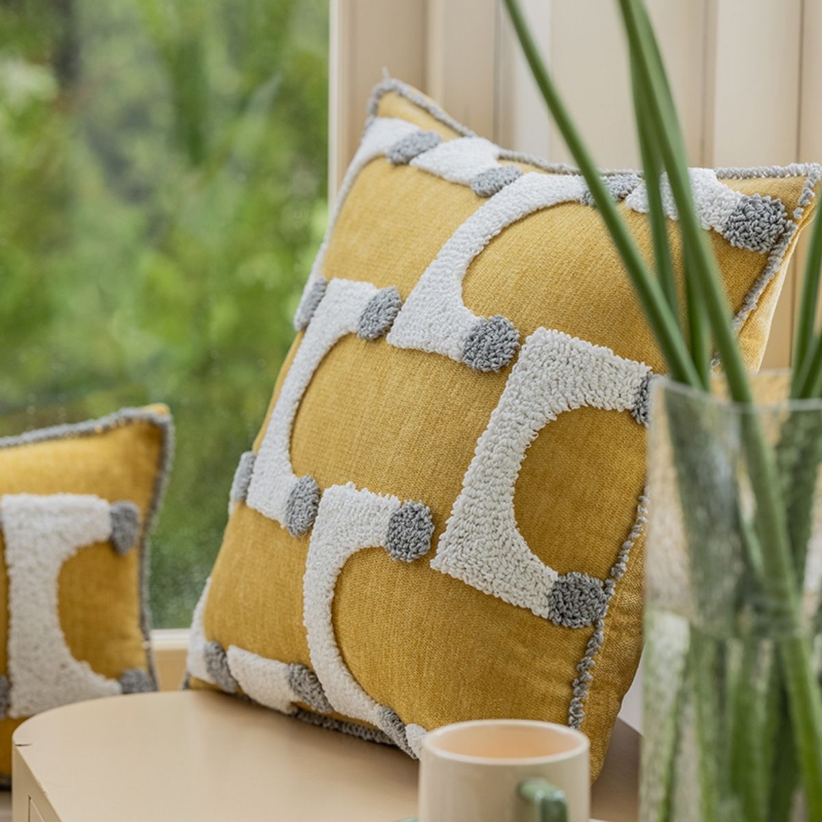 Germaine Yellow Tufted Cushion Cover D