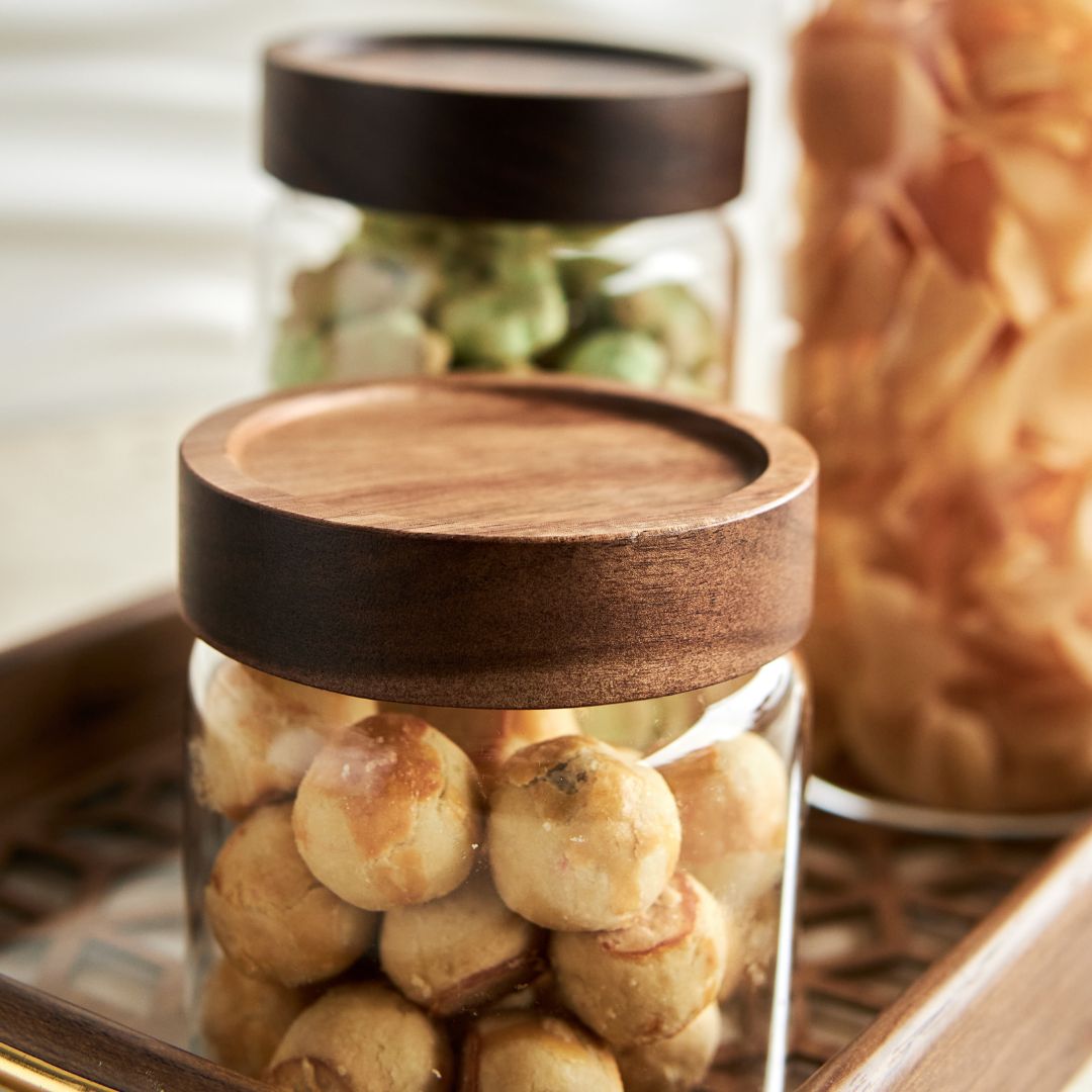 Tatler Acacia Wood Glass Canister