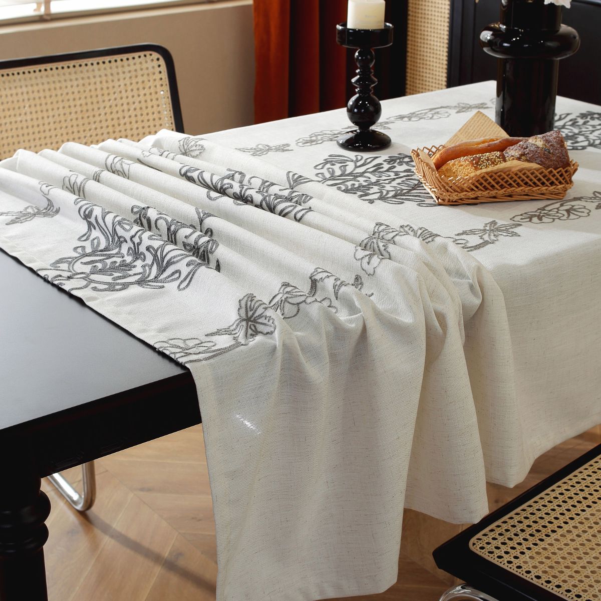 Natalio Grey Floral Table Cloth