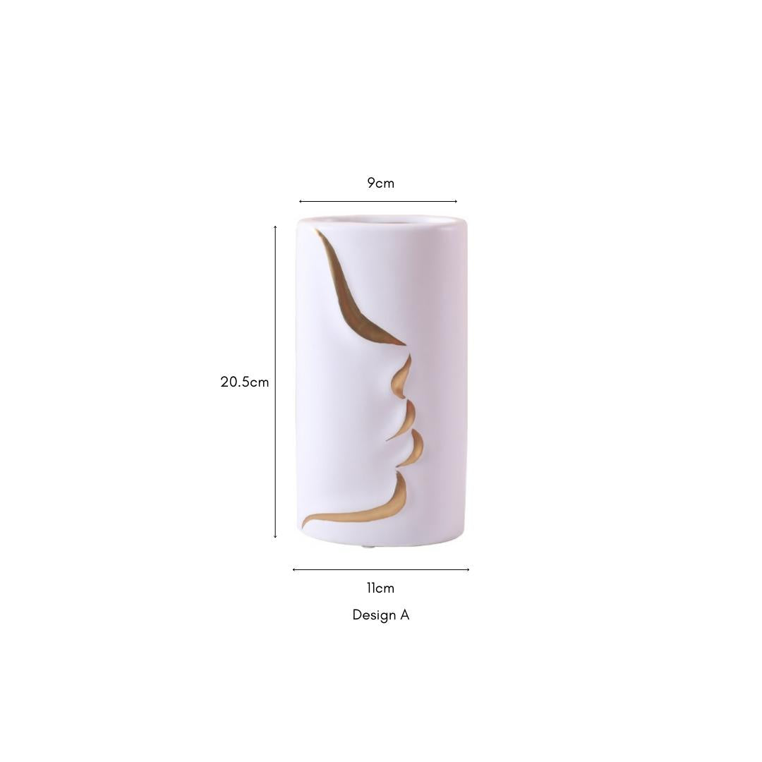 Rylee Abstract Face Design Ceramic Vase