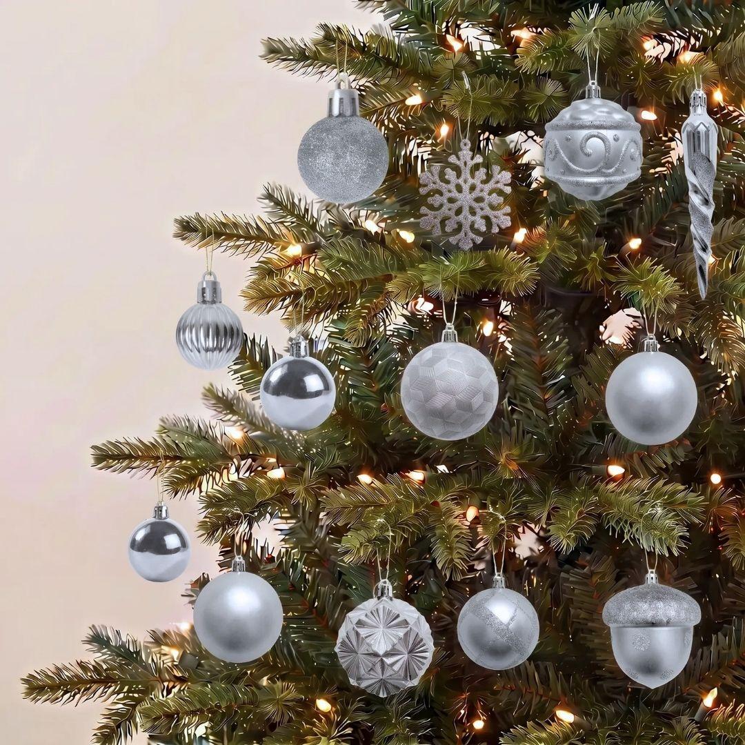 Silver 62pcs Set Christmas Hanging Ornaments for Christmas  Tree in Singapore Homes