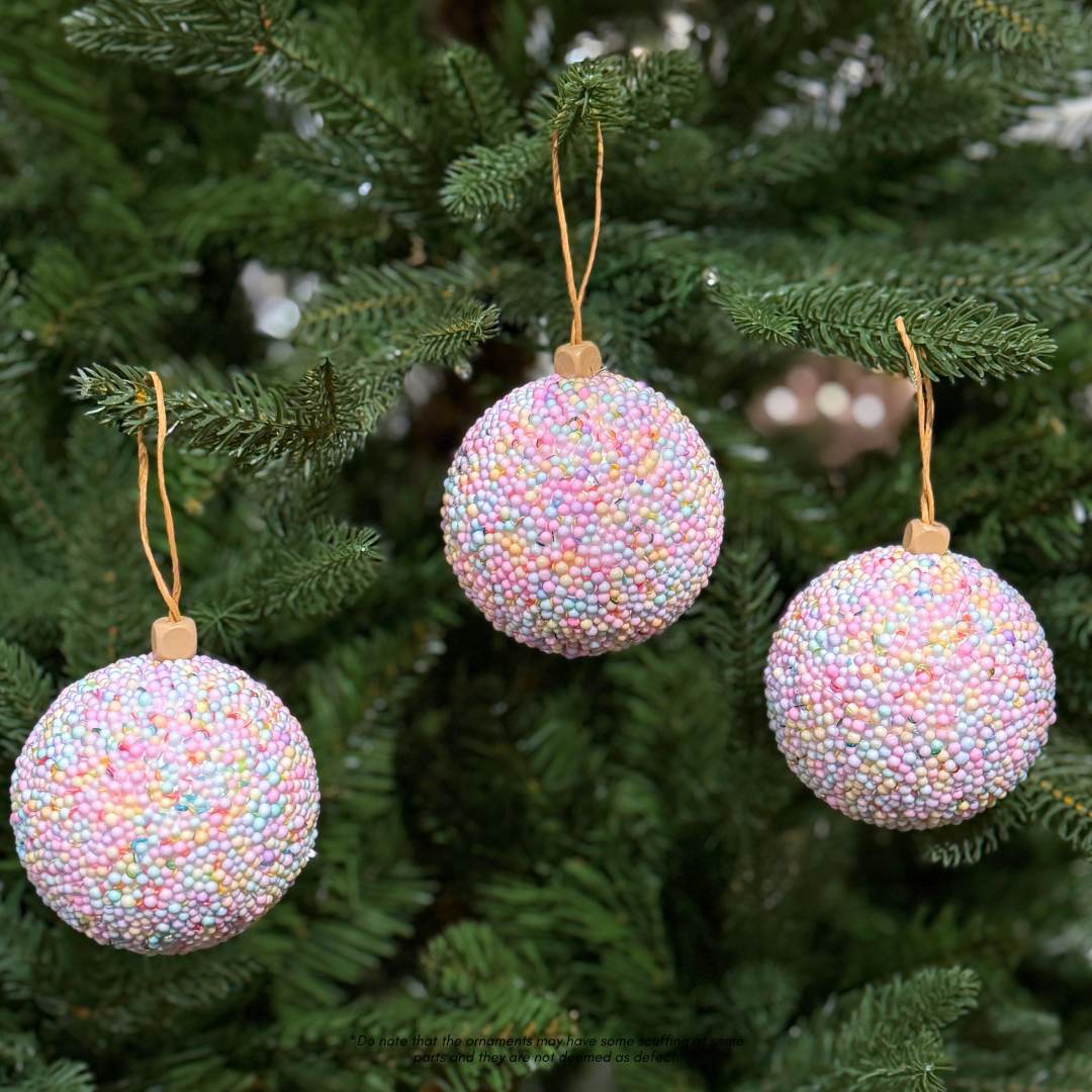 3pcs Sprinkles Pastel Colour Christmas Hanging Baubles Ornaments