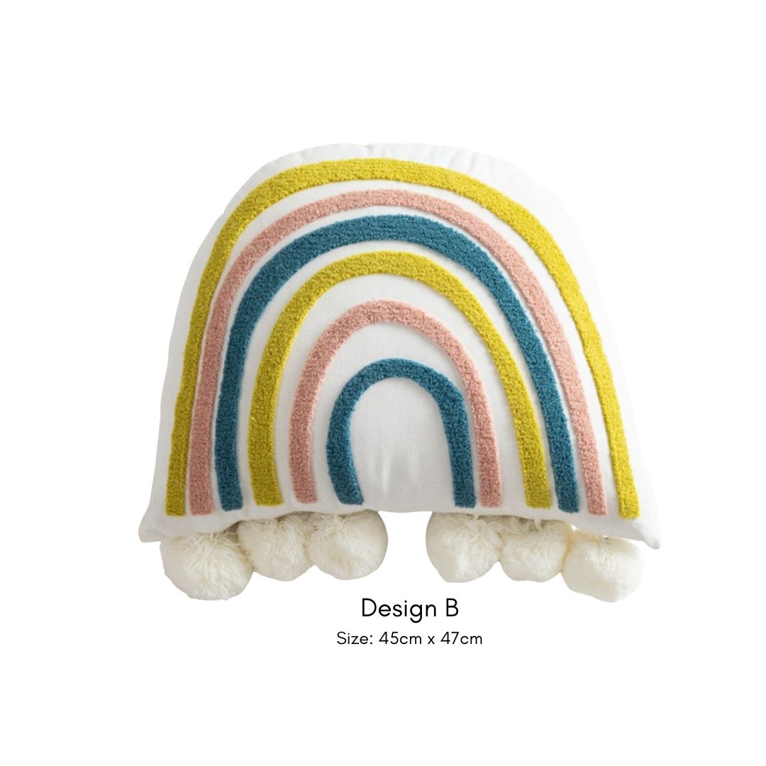 Rainbow Plush Pom Pom Cushion Pillow